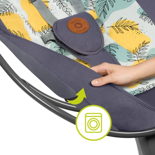 Lionelo - Balansoar si sezlong copii, Ralf, 2 in 1, Electric, Cu telecomanda si cablu USB, Cu miscare laterala de balansare si 5 niveluri diferite de viteza, Cu 12 melodii, Gri BYNLO-RALF_GREY_CONCRETE