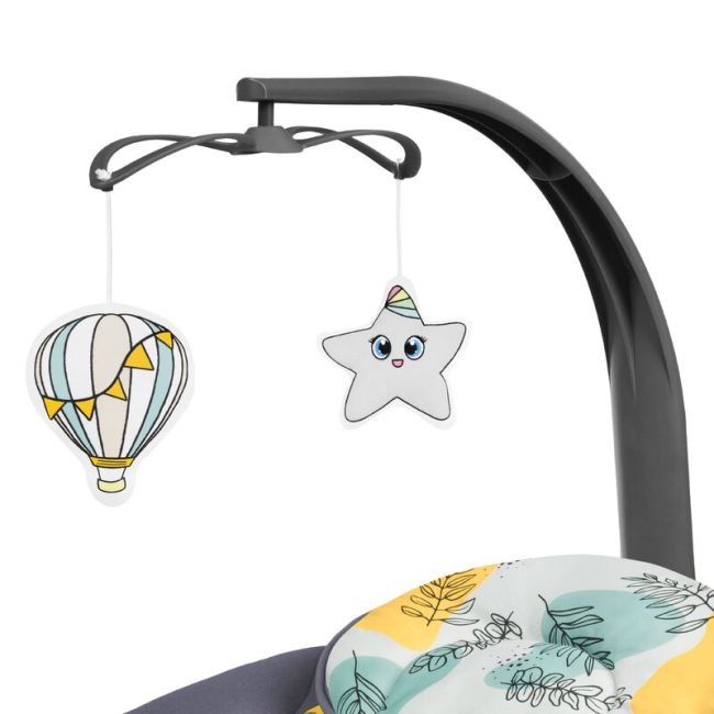 Lionelo - Balansoar si sezlong copii, Ralf, 2 in 1, Electric, Cu telecomanda si cablu USB, Cu miscare laterala de balansare si 5 niveluri diferite de viteza, Cu 12 melodii, Gri BYNLO-RALF_GREY_CONCRETE