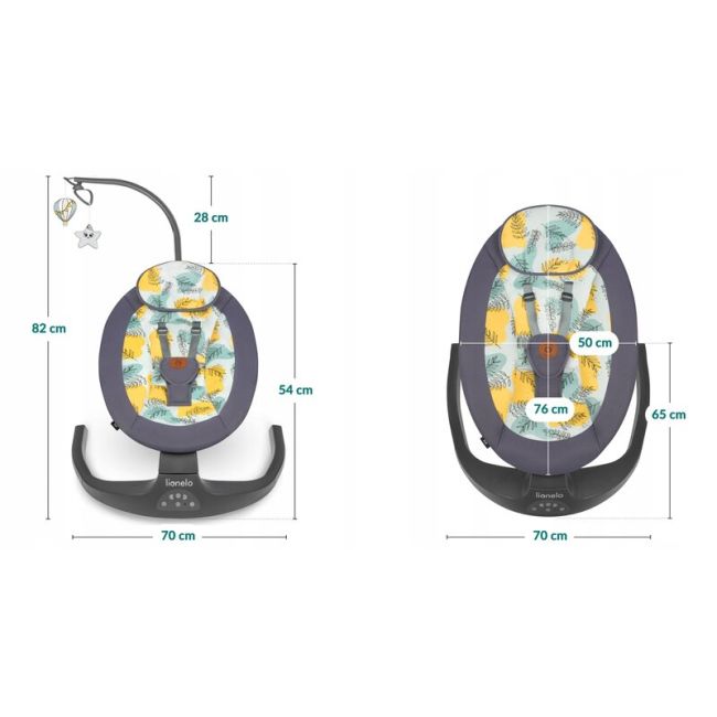 Lionelo - Balansoar si sezlong copii, Ralf, 2 in 1, Electric, Cu telecomanda si cablu USB, Cu miscare laterala de balansare si 5 niveluri diferite de viteza, Cu 12 melodii, Gri BYNLO-RALF_GREY_CONCRETE