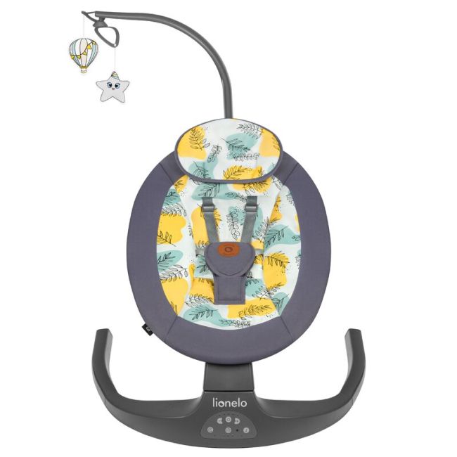 Lionelo - Balansoar si sezlong copii, Ralf, 2 in 1, Electric, Cu telecomanda si cablu USB, Cu miscare laterala de balansare si 5 niveluri diferite de viteza, Cu 12 melodii, Gri BYNLO-RALF_GREY_CONCRETE