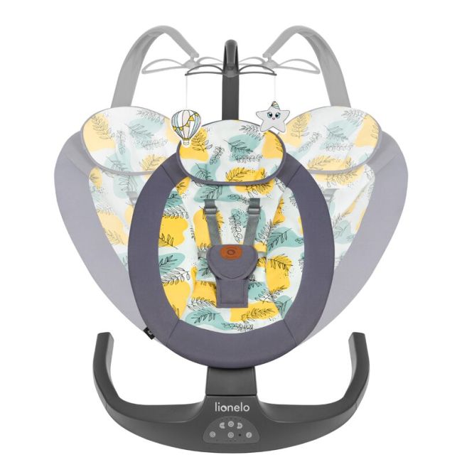 Lionelo - Balansoar si sezlong copii, Ralf, 2 in 1, Electric, Cu telecomanda si cablu USB, Cu miscare laterala de balansare si 5 niveluri diferite de viteza, Cu 12 melodii, Gri BYNLO-RALF_GREY_CONCRETE
