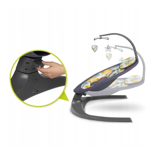 Lionelo - Balansoar si sezlong copii, Ralf, 2 in 1, Electric, Cu telecomanda si cablu USB, Cu miscare laterala de balansare si 5 niveluri diferite de viteza, Cu 12 melodii, Gri BYNLO-RALF_GREY_CONCRETE