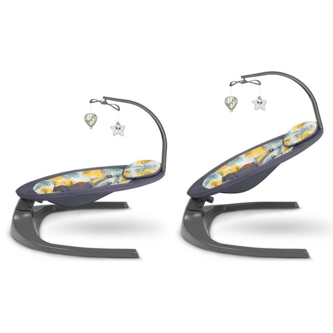Lionelo - Balansoar si sezlong copii, Ralf, 2 in 1, Electric, Cu telecomanda si cablu USB, Cu miscare laterala de balansare si 5 niveluri diferite de viteza, Cu 12 melodii, Gri BYNLO-RALF_GREY_CONCRETE