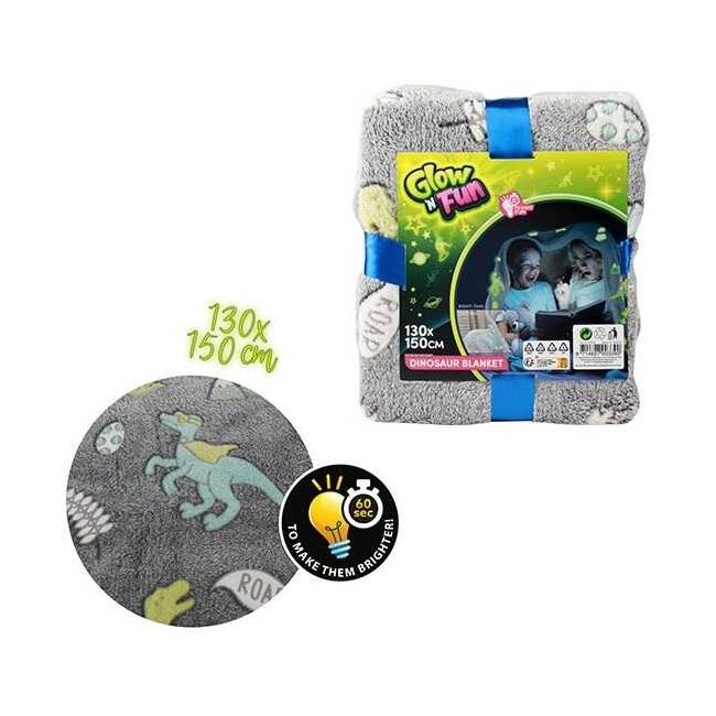 Paturica cu dinozauri fosforescenti,  130x150 cm Toi-Toys TT35562A BBJTT35562A_Gri
