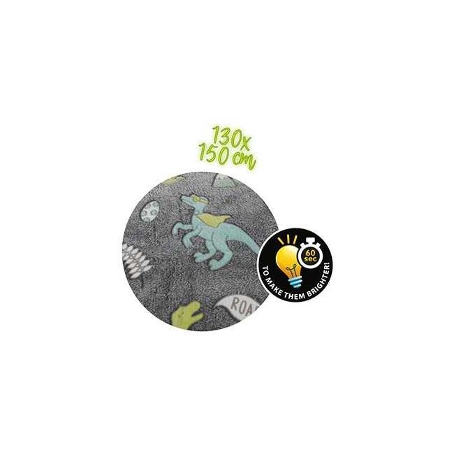 Paturica cu dinozauri fosforescenti,  130x150 cm Toi-Toys TT35562A BBJTT35562A_Gri