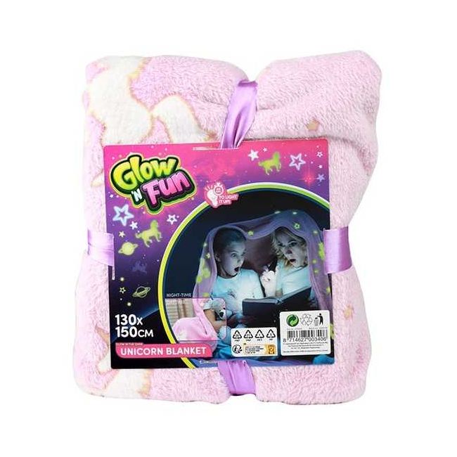 Paturica cu unicorni fosforescenti,  130x150 cm Toi-Toys TT35563A BBJTT35563A_Roz