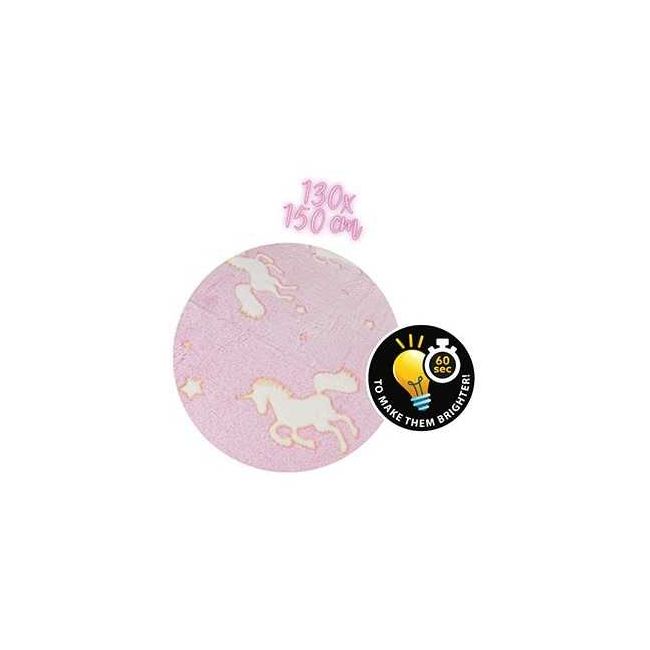 Paturica cu unicorni fosforescenti,  130x150 cm Toi-Toys TT35563A BBJTT35563A_Roz