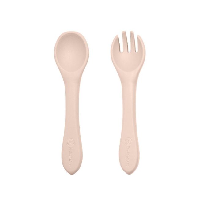 Petite&Mars - Set de hranire, Cu farfurie, Bol si tacamuri, Din silicon fara BFA, Bej BYNPachetMasaBej_1
