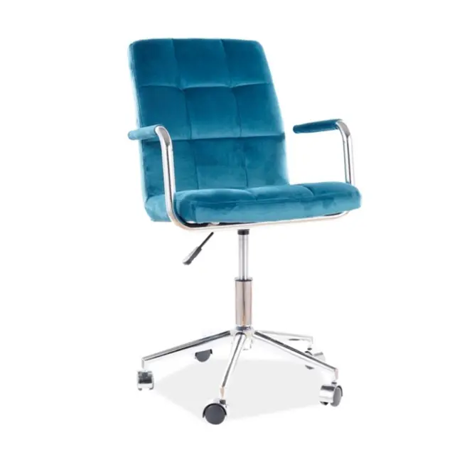 Scaun birou copii sl q022, ergonomic, cadru otel, piele ecologica, inaltime ajustabila, roti pivotante, 60 kg, turcoaz drm9600