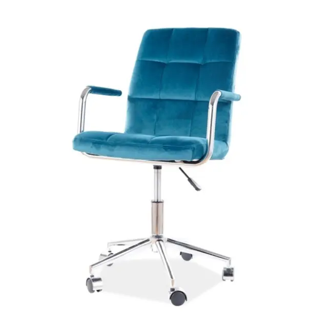 Scaun birou copii sl q022, ergonomic, cadru otel, piele ecologica, inaltime ajustabila, roti pivotante, 60 kg, turcoaz drm9600