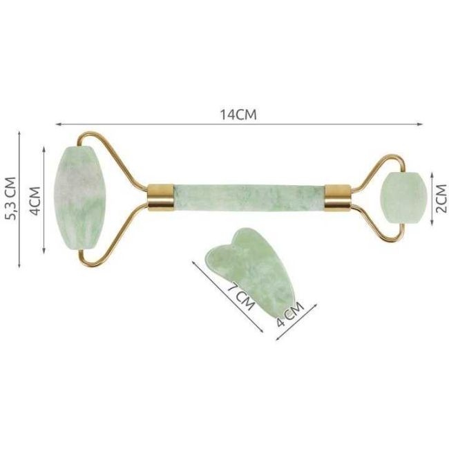 Set rola jad si Gua Sha pentru masaj facial Iso Trade MY367 BBJMY367_Verde
