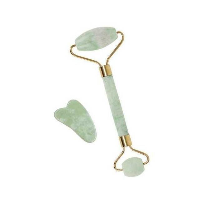 Set rola jad si Gua Sha pentru masaj facial Iso Trade MY367 BBJMY367_Verde
