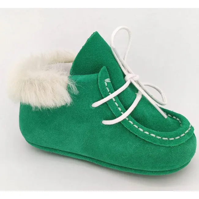 Botosei mocasini bebe Baby Fox din piele naturala Verde cu siret uni - FOX10312772-13