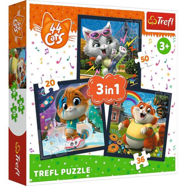 PUZZLE TREFL 3IN1 44 CATS PISICILE DRAGALASE VIV34865