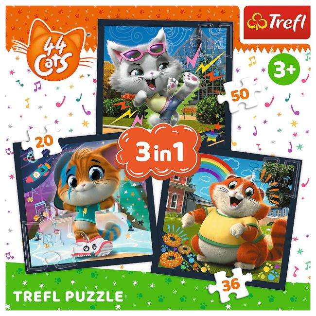 PUZZLE TREFL 3IN1 44 CATS PISICILE DRAGALASE VIV34865