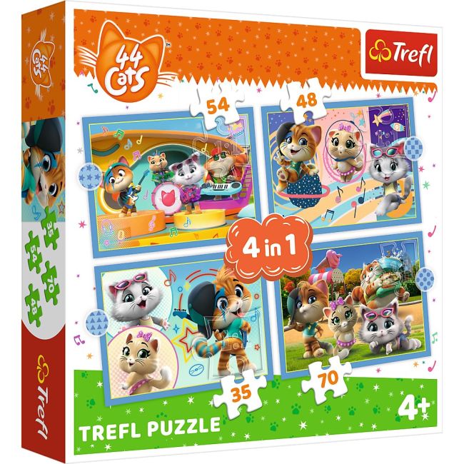PUZZLE TREFL 44 CATS 4IN1 ECHIPA PISICILOR VIV34612