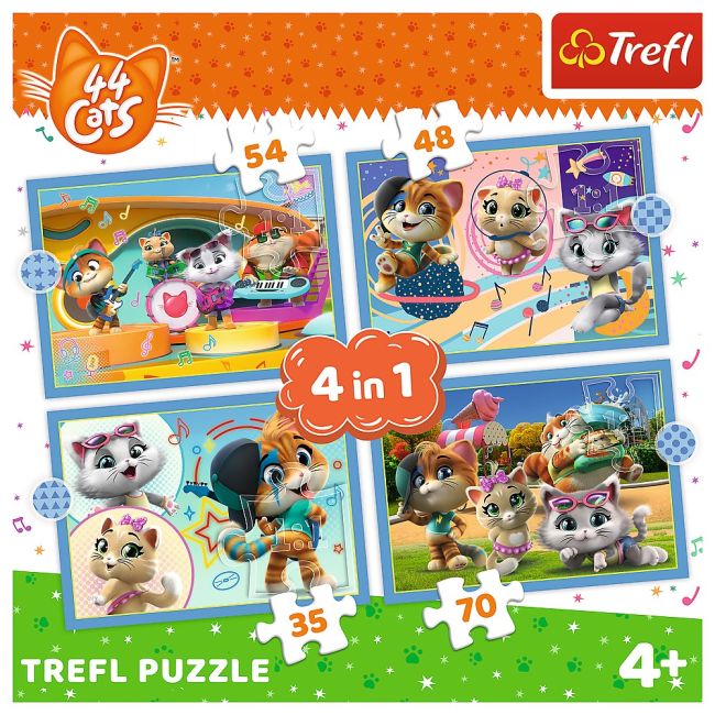 PUZZLE TREFL 44 CATS 4IN1 ECHIPA PISICILOR VIV34612