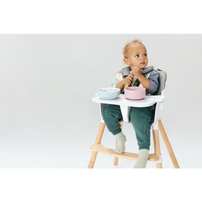 Lionelo - Scaun de masa din fag Koen, 2 in 1, Transformabil, Sustine 30 kg, 6 luni+, Albastru BYNLO-KOEN_BLUE_SKY