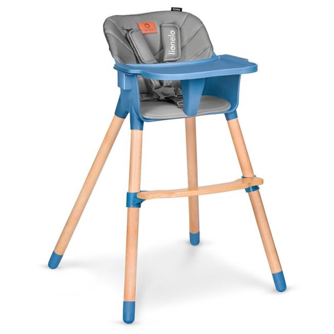 Lionelo - Scaun de masa din fag Koen, 2 in 1, Transformabil, Sustine 30 kg, 6 luni+, Albastru BYNLO-KOEN_BLUE_SKY