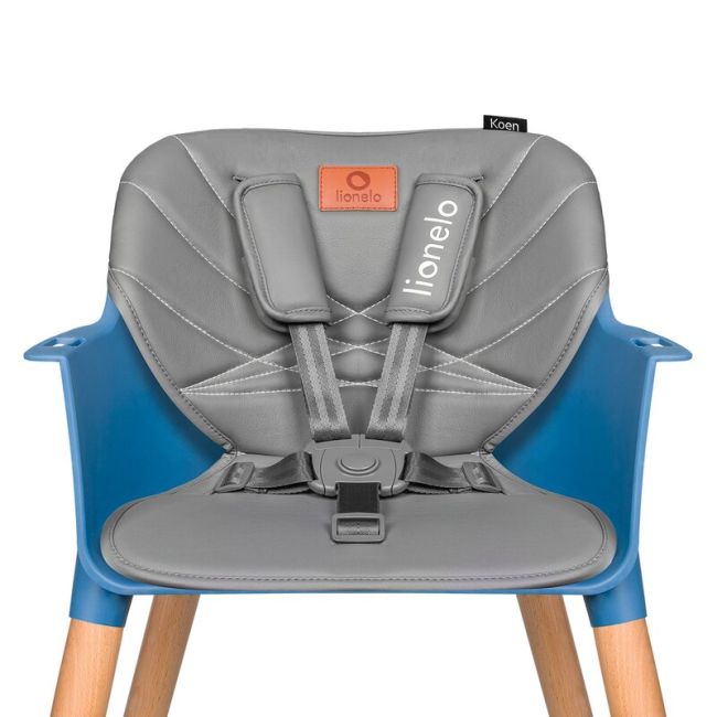 Lionelo - Scaun de masa din fag Koen, 2 in 1, Transformabil, Sustine 30 kg, 6 luni+, Albastru BYNLO-KOEN_BLUE_SKY