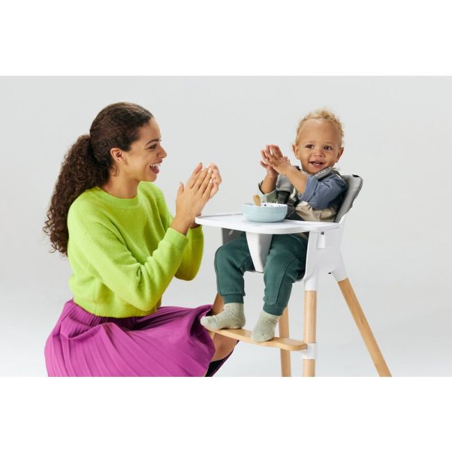 Lionelo - Scaun de masa din fag Koen, 2 in 1, Transformabil, Sustine 30 kg, 6 luni+, Albastru BYNLO-KOEN_BLUE_SKY