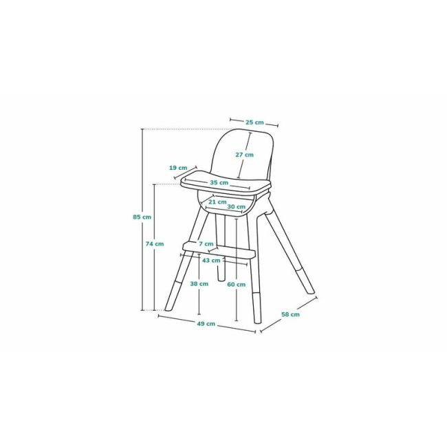 Lionelo - Scaun de masa din fag Koen, 2 in 1, Transformabil, Sustine 30 kg, 6 luni+, Albastru BYNLO-KOEN_BLUE_SKY