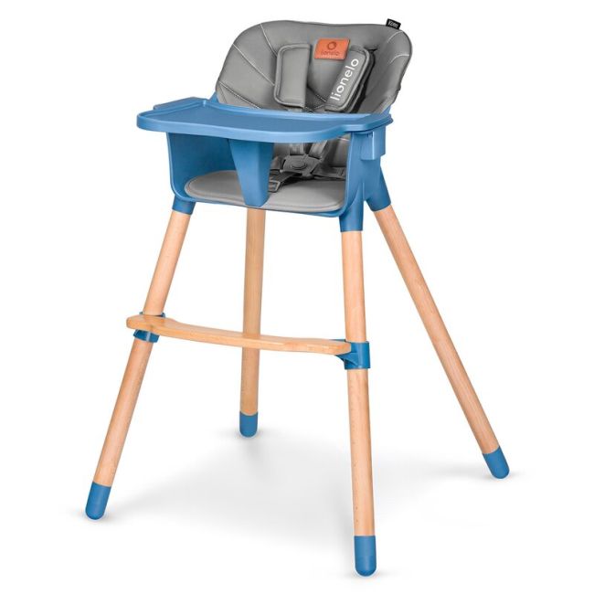 Lionelo - Scaun de masa din fag Koen, 2 in 1, Transformabil, Sustine 30 kg, 6 luni+, Albastru BYNLO-KOEN_BLUE_SKY