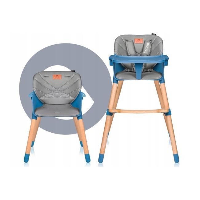 Lionelo - Scaun de masa din fag Koen, 2 in 1, Transformabil, Sustine 30 kg, 6 luni+, Albastru BYNLO-KOEN_BLUE_SKY