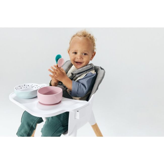 Lionelo - Scaun de masa din fag Koen, 2 in 1, Transformabil, Sustine 30 kg, 6 luni+, Albastru BYNLO-KOEN_BLUE_SKY