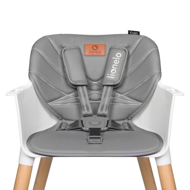 Lionelo - Scaun de masa din fag Koen, 2 in 1, Transformabil, Sustine 30 kg, 6 luni+, Gri BYNLO-KOEN_GREY_STONE