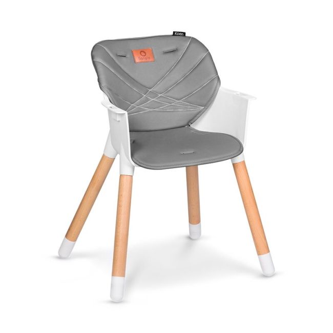 Lionelo - Scaun de masa din fag Koen, 2 in 1, Transformabil, Sustine 30 kg, 6 luni+, Gri BYNLO-KOEN_GREY_STONE