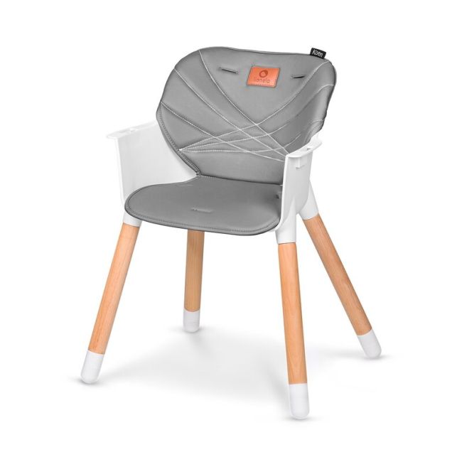 Lionelo - Scaun de masa din fag Koen, 2 in 1, Transformabil, Sustine 30 kg, 6 luni+, Gri BYNLO-KOEN_GREY_STONE