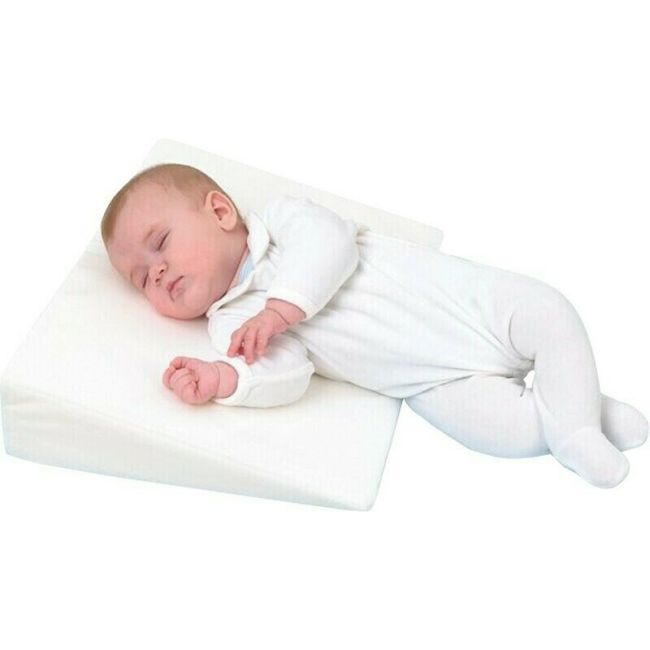 Perna inclinata, antireflux, Cu husa din bumbac, 60 x 37 x 1,5-10 cm, Bubaba, Alba BYN5900