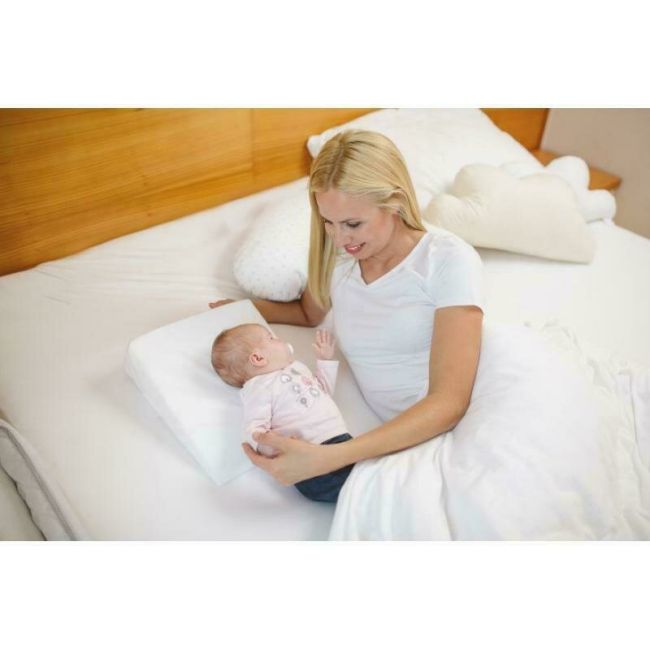 Perna inclinata, antireflux, Cu husa din bumbac, 60 x 37 x 1,5-10 cm, Bubaba, Alba BYN5900