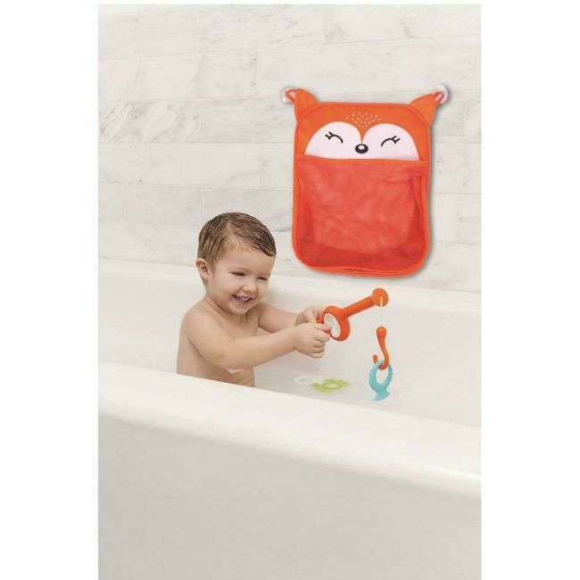 Saculet pentru jucariile de baie, Fox, Cu sistem de prindere cu ventuze, Dimensiune 32x38 cm, FreeON BYN47092