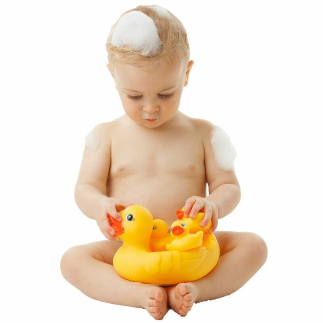 Set de joaca de baie, Ratusca cu trei bococi, Fara gauri, Playgro BYN822020