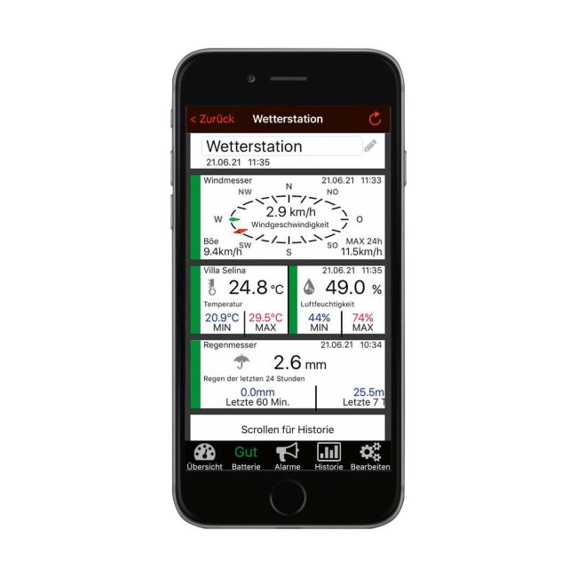 Sistem meteo SmartHome cu masurare temperatura, umiditate, precipitatii si viteza vant, data logger cu comunicare cu smartphone WEATHERHUB, TFA 31.4005.02