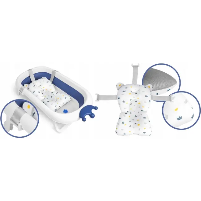 Cadita de baie cu dop de scurgere si pernita inclusa ricokids rk-280 - albastru edeedi728001