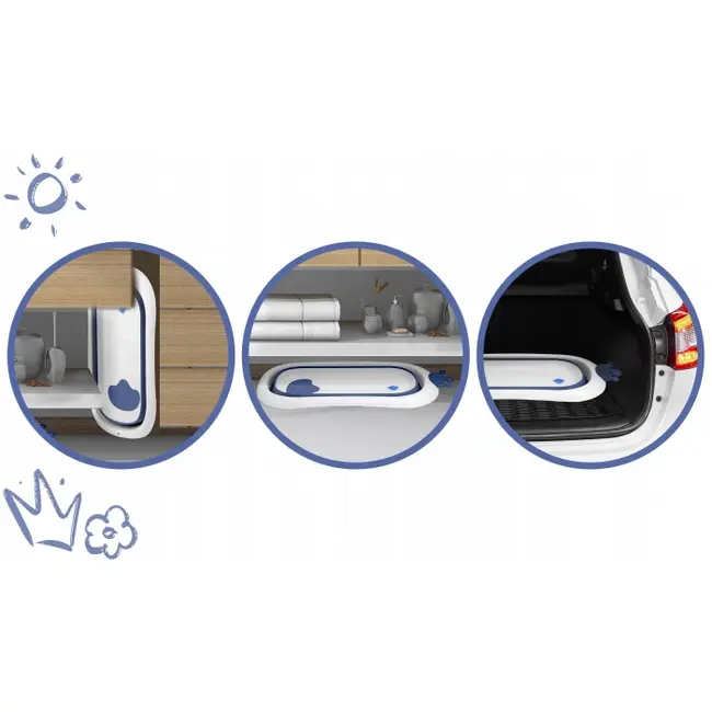 Cadita de baie cu dop de scurgere si pernita inclusa ricokids rk-280 - albastru edeedi728001