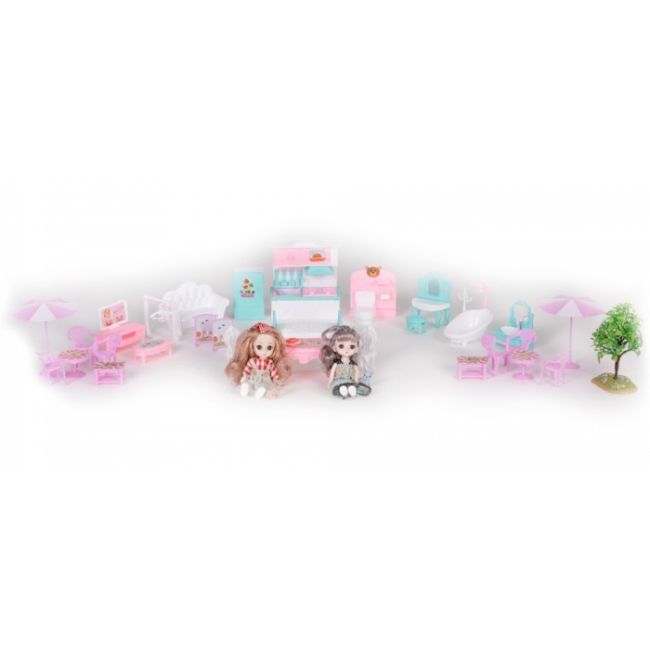 Casuta pentru papusi cu mobilier, gradina si led-uri ecotoys hc507637 edeedihc507637
