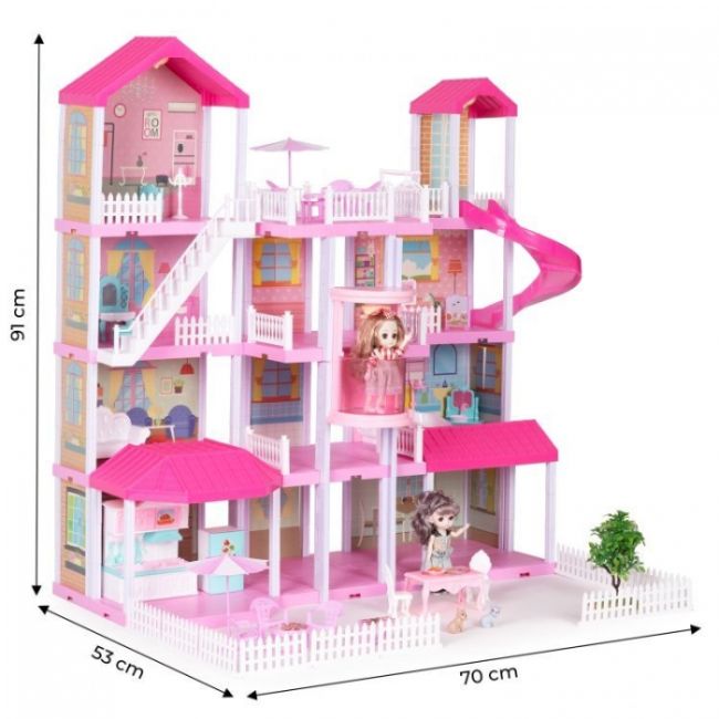 Casuta pentru papusi cu mobilier, gradina si led-uri ecotoys hc507637 edeedihc507637