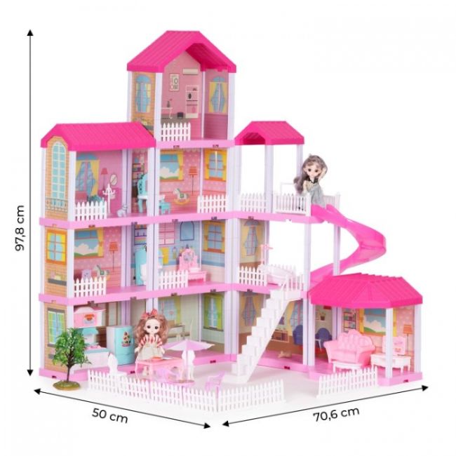 Casuta pentru papusi cu mobilier, gradina si led-uri ecotoys hc507639 edeedihc507639