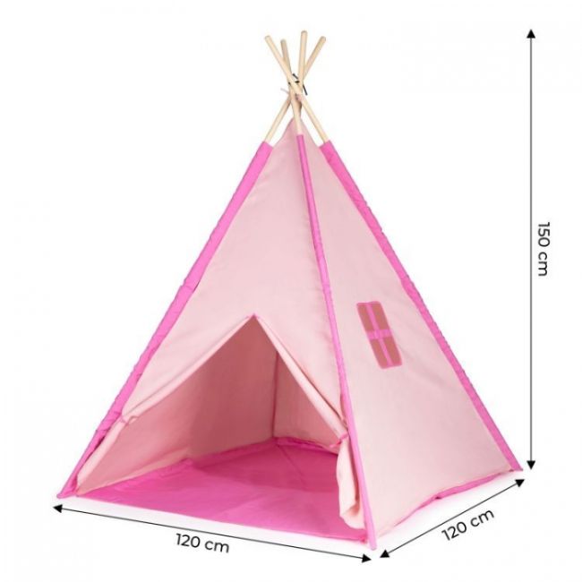 Cort indian teepee de joaca pentru copii, tip wigwam ecotoys - roz edeedi8194p