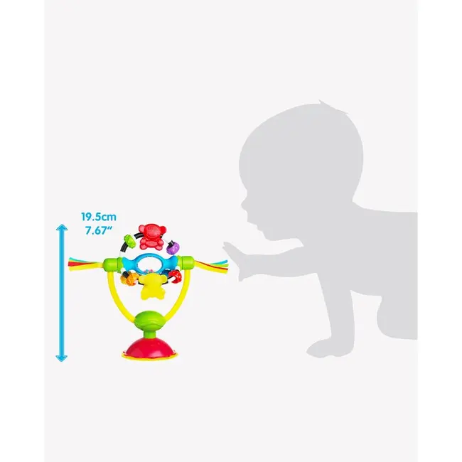 Jucarie pentru scaunul de masa, Cu ventuza, Cu activitati, Rotativa, High chair Spinning Toy, 19.5 cm, Playgro BYN64177