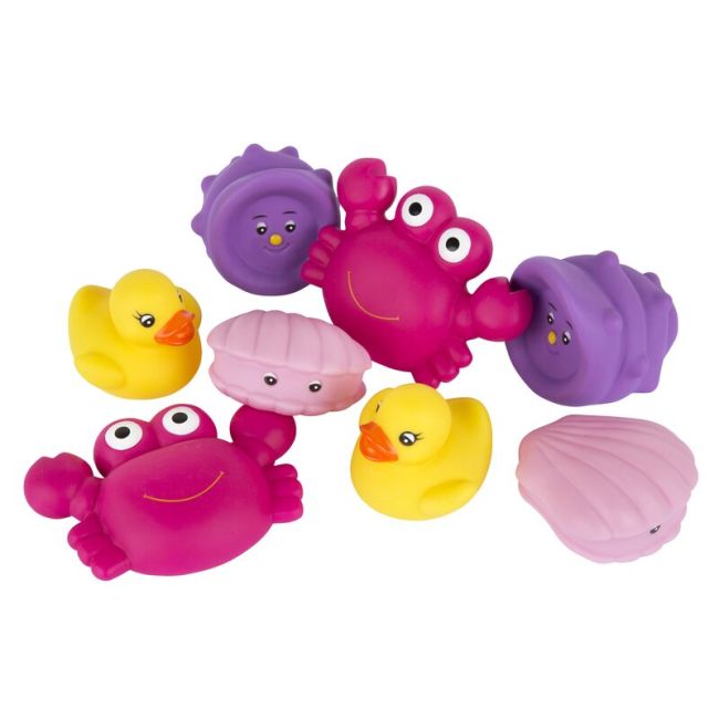 Set 8 animalute de baie, Fara gauri, Cu gentuta pentru transport, Fara BPA, Floating Sea Friends, Playgro, Pink BYN857265