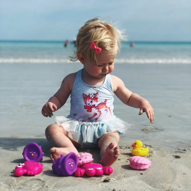 Set 8 animalute de baie, Fara gauri, Cu gentuta pentru transport, Fara BPA, Floating Sea Friends, Playgro, Pink BYN857265