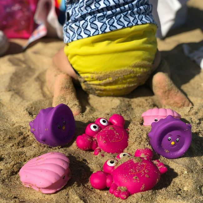 Set 8 animalute de baie, Fara gauri, Cu gentuta pentru transport, Fara BPA, Floating Sea Friends, Playgro, Pink BYN857265