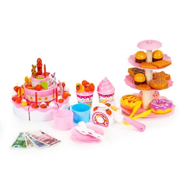 Set tort aniversar cu accesorii, 125 de elemente, ecotoys hc441048 edeedihc441048