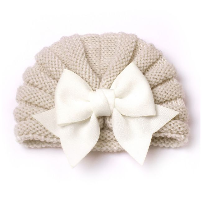 Caciulita crosetata tip turban cu fundita aplicata in fata LIx-22099-sa1