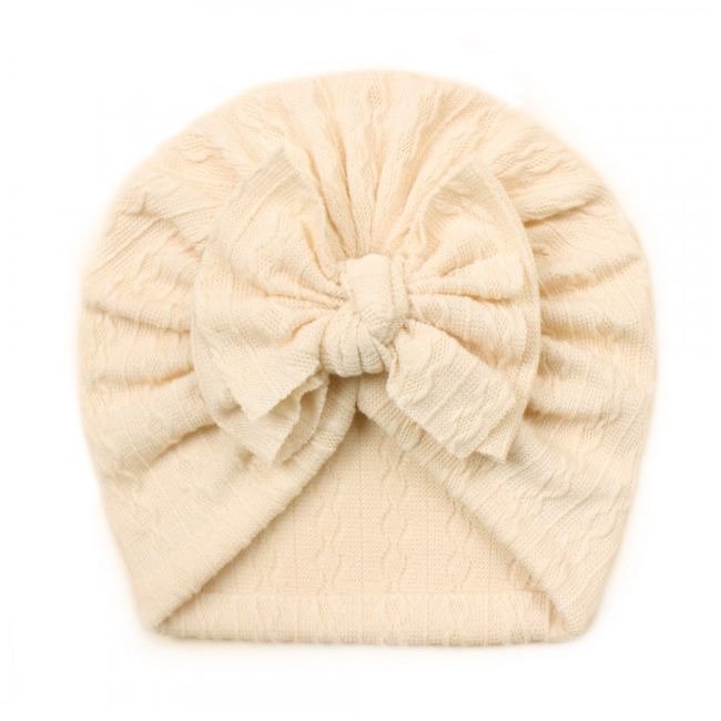 Caciulita tip turban cu model din tesatura si funda aplicata AMx-22032